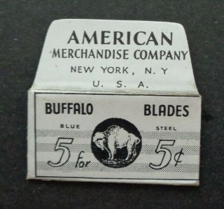Vintage Usa Razor Blade Buffalo One De Blade Rare