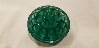 Vintage Dark Green Glass 21 Hole Flower Frog Dome Shape