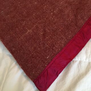Vintage Kenwood Wool Products Blanket Slumber Throw Burgundy Red 54 " X 67 "
