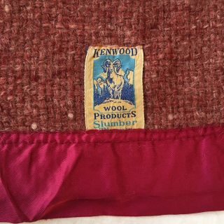 Vintage Kenwood Wool Products Blanket Slumber Throw Burgundy Red 54 