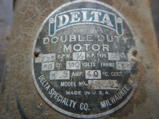 EARLY VINTAGE DELTA DUAL SHAFT ELECTRIC MOTOR FOR WOODWORKING MACHINES 1 PHASE 4