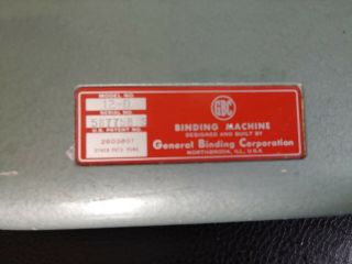 Vintage GBC General Binding Corporation Model: 12 - D Binding Machine 3