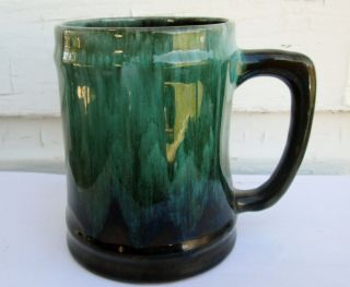 Vintage Blue Mountain Pottery Beer Mug Stein Green Black