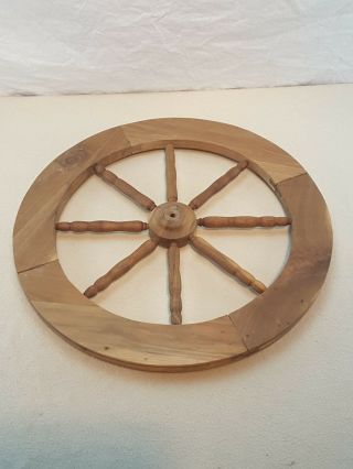 Vintage Spinning Wheel Spindle Wood Spoked Wheel Part 21 inch 3