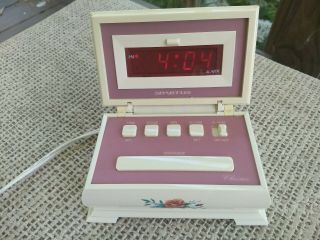 Vintage Spartus No.  1252 Classic Digital Alarm Clock As Floral Jewelry Box Style