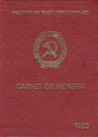 Romania,  1980,  Vintage Communist Party Member Card - Pcr,  Rsr