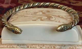Vtg Solid Copper Unusual Snake Cuff Bracelet