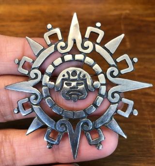 Vintage Mexican Taxco Sterling Silver Pendant Pin Classic Design