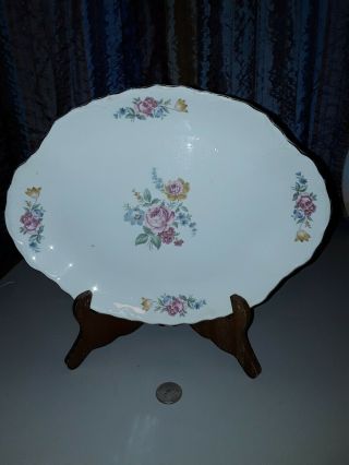 Vintage Porcelain " Hazel " Pink Roses Gold Trim Small Platter By Scio Pottery.
