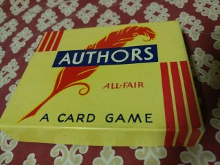 Vintage Authors An All - Fair Card Game Complete Set 36 Cards Box - Guc