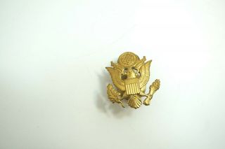 Vintage Wwii Era ? Brass Eagle Small 1 1/4 " Sized Hat Visor Cap Badge Screw Back