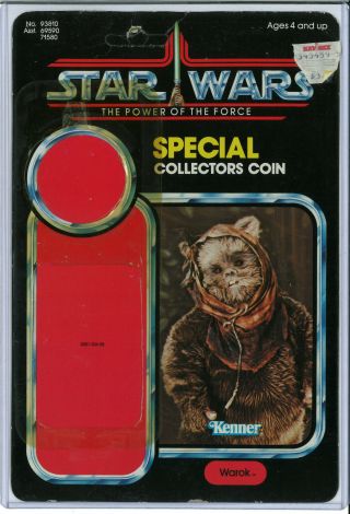 Warok Ewok Endor Vintage Kenner Star Wars Potf Card 92 Back A 1984 Coin Cardback