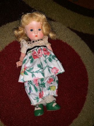 Ginny Doll Vogue Tagged Floral Dress W Shoes Doll Signed Antique