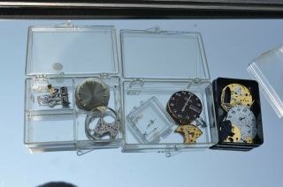 Vtg Bulova Accutron 214 Watch Movement Parts & 2182 & Others Watchmakers Estate