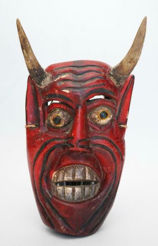 Vintage Mexican Folk Art Guerreo El Diablo Devil Dance Mask