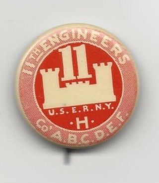 Vintage 11th Engineer Battalion Jungle Cats Us Army Wwii Military Pin Button