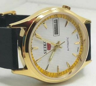 seiko5 automatic men ' s gold plated WHITE dial vintage japan made watch ORDER A 4