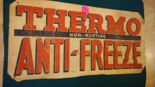 Vintage Thermo Anti - Freeze Gas/oil/repair Station Canvas/cloth Banner 1