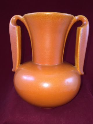 Vintage 3103 Art Deco Stangl Pottery Vase Uranium Red Tangerine Orange