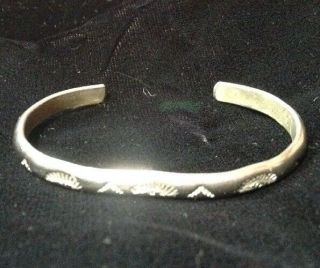 Vintage Navajo Silver Cuff Bracelet Stamped Sterling Silver Unisex 4