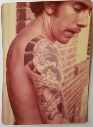 Vintage 1970s Tattoo Photo Unknown Asian Tattooing Tattooed Man 3.  5x4.  5