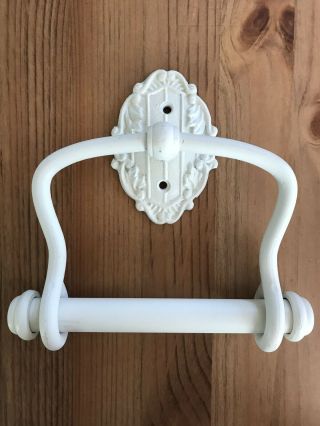 Vintage White Mounted Toilet Roll Paper Holder Victorian Shabby Chic