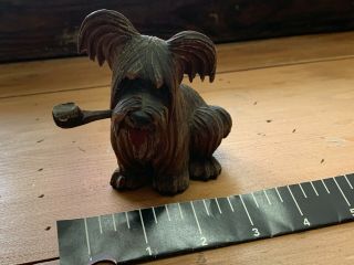 black forest carved dog smoking pipe vintage antique terrier anri wood wooden 2