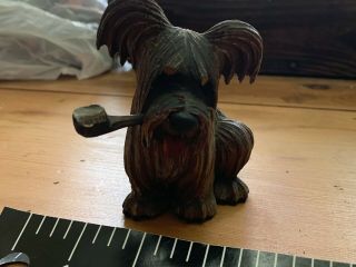 black forest carved dog smoking pipe vintage antique terrier anri wood wooden 5
