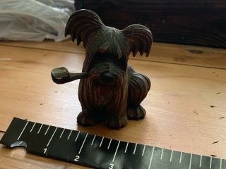 black forest carved dog smoking pipe vintage antique terrier anri wood wooden 8