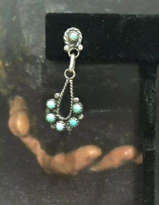 Lovely Vintage Navajo Turquoise And Sterling Silver Dangle Earrings