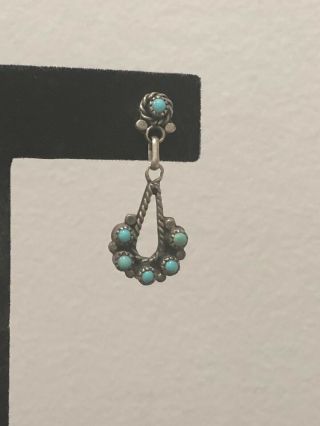 Lovely Vintage Navajo Turquoise And Sterling Silver Dangle Earrings 4