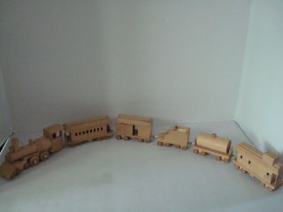 Vintage Handmade 6 Piece Wooden Toy Train Set