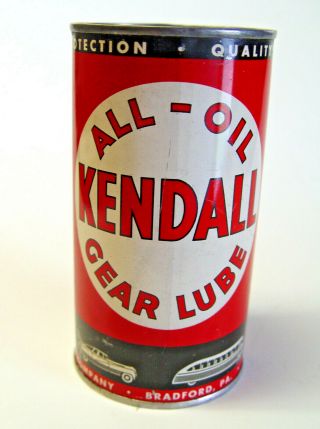 Old Bright Color Vintage Never Opened Kendall Oil Gear Lube Advertising Tin Can