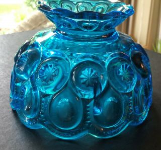 Vintage Le Smith Moon And Stars Blue Glass Oil Lamp Shade