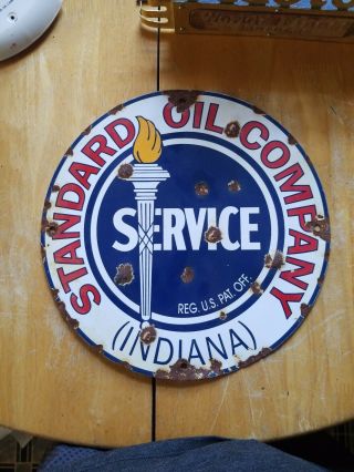 Vintage Standard Oil Co.  Porcelain Pump Plate Sign Service Station Gas Lubester