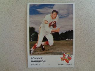 1961 Fleer Johnny Robinson Rc Rookie Dallas Texans Vintage Card 202 Nm/mt