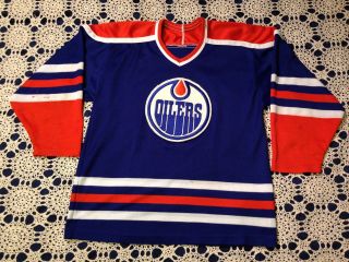Vintage Edmonton Oilers Ccm Maska Blue Home Jersey Nhl Size Small
