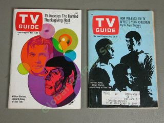 2 Rare Vintage 1967 - 1968 Star Trek Tv Guides Shatner Nimoy Spock Kirk Bones Nr