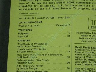 2 RARE Vintage 1967 - 1968 Star Trek TV Guides Shatner Nimoy Spock Kirk Bones NR 6
