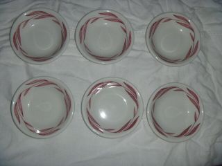 Vintage Mayer China (6) Red Aragon 1951 Restaurant Ware Berry Bowls