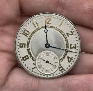 Antique 1923 Hamilton 17j 12s Pocket Watch Movement - Parts