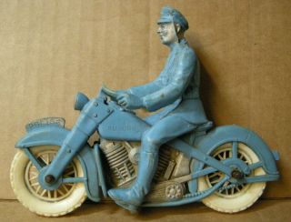 Vintage Auburn Rubber Co.  C.  1950.  Toy Police Motorcycle Cond.  Norsrv