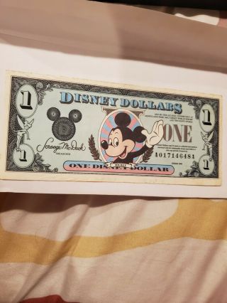 Vtg Disney Dollars 1$ Bill Series 1990 Mickey Mouse Dollar Currency Scrooge Old