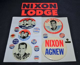 15 Vtg 1960 - 68 President Nixon - Lodge Agnew Political Campaign Pinback Buttons St