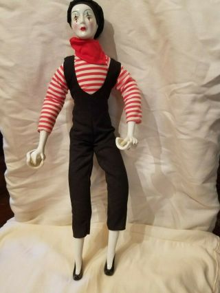 Vintage Pierrot Harlequin Clown Porcelain Doll