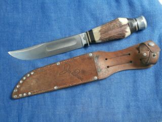 Vintage Carl Schlieper Jim Bowie Hunting Knife With Sheath Germany