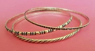 Vintage Sterling Silver Bangles Set Of Three 1940s 1950s