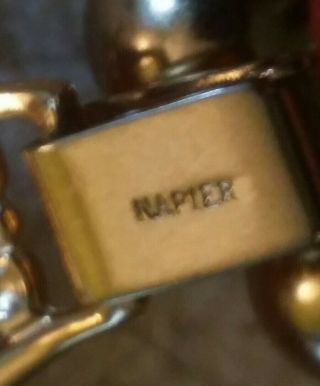 Vtg NAPIER Coral/ Gold Tone RARE 3 strand necklace/ choker & Clip Earrings Set 3
