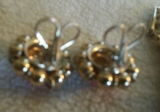 Vtg NAPIER Coral/ Gold Tone RARE 3 strand necklace/ choker & Clip Earrings Set 4