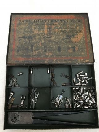 Vintage Rajah Hand Crimping Tool & Terminals Auto Mechanics Kit With Tool